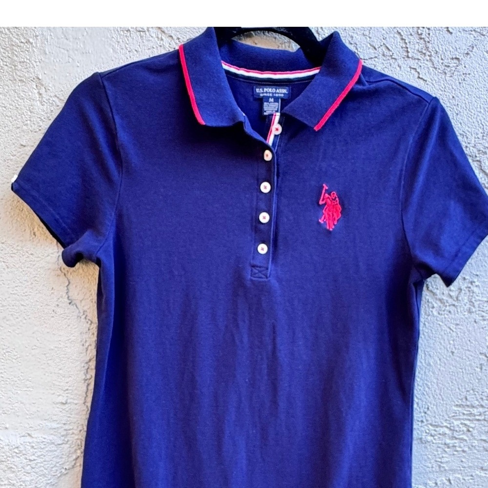 US Polo Womens Navy Blue Dress Collared Preppy Academia Collegiate Tennis - Picture 2 of 10